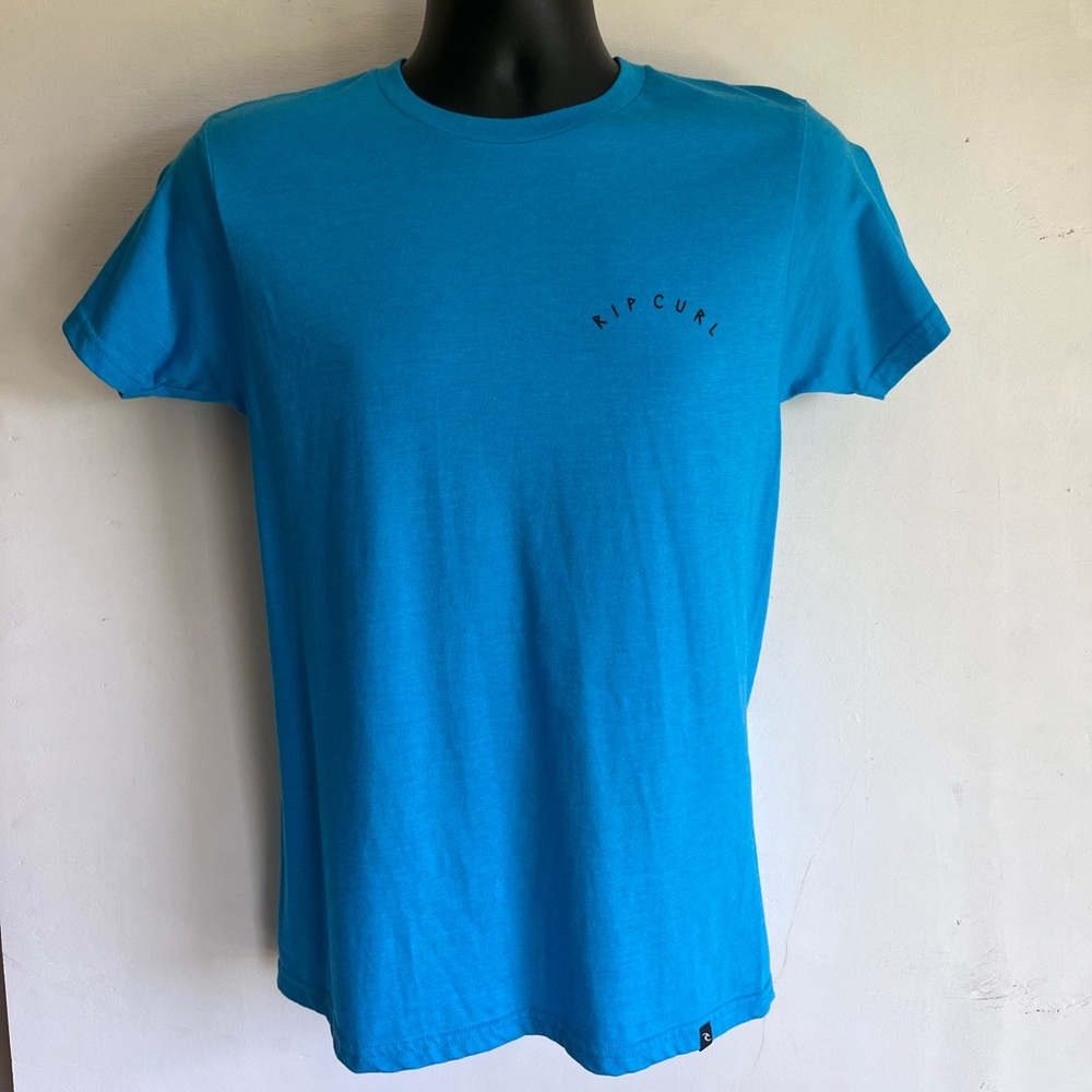 Rip Curl Blue Short Sleeve Tee  Cotton Crew with vibrant back graphic, mens S